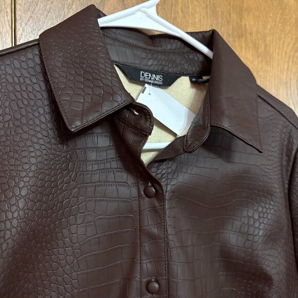 Dennis Basso Textured Alligator Faux Leather Button Shirt - Size: XS - NWT - Picture 6 of 16